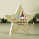 Personalised Gonk Design Rustic Wooden Star Christmas Decoration - Image 4