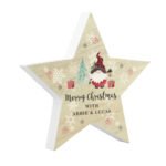 Personalised Gonk Design Rustic Wooden Star Christmas Decoration - Image 5