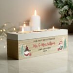 Personalised Gonk Design Christmas Wooden Triple Tea Light Candle Box
