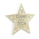 Personalised 'Born In' New Baby Rustic Wooden Star Decoration - Image 5
