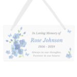 Personalised Any Message Forget Me Not Design Memorial Hanging Wooden Sign - Image 4