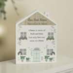 Personalised 'A House Is Made of Brick And Stone' Wooden House Ornament - Image 4