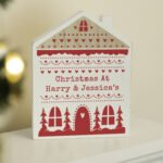 Personalised Christmas Fair Isle Design Wooden House Ornament - Image 2