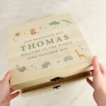 Personalised Children's Safari Animals Design Large Wooden Keepsake Box - Image 3