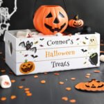 Personalised Halloween Themed Small White Wooden Storage Crate - Image 3