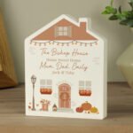 Personalised Any Message Autumnal Design Wooden House Ornament