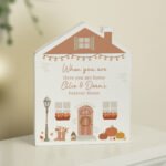 Personalised Any Message Autumnal Design Wooden House Ornament - Image 2