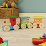 Personalised Children’s Circus Animals Colourful Wooden Toy Train