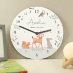 Personalised Woodland Animals Design Nursery Round Wooden Wall Clock - Image 3