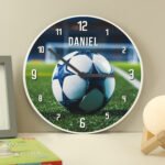 Personalised Children's Football Design Round Wooden Wall Clock - Image 4