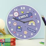 Personalised Children's 'Good Vibes' Design Round Wooden Wall Clock