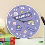 Personalised Children's 'Good Vibes' Design Round Wooden Wall Clock - Image 3