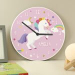 Personalised Children's Unicorn Design Round Wooden Wall Clock - Image 4