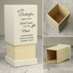 Personalised 'Butterflies Appear...' Memorial Small Wooden Urn - Image 2