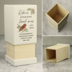Personalised 'Robins Appear...' Memorial Small Wooden Urn - Image 2