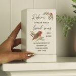 Personalised 'Robins Appear...' Memorial Small Wooden Urn - Image 5