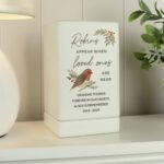 Personalised 'Robins Appear...' Memorial Small Wooden Urn - Image 6
