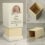 Personalised Any Message Photo Upload Memorial Small Wooden Urn - Image 2