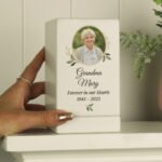 Personalised Any Message Photo Upload Memorial Small Wooden Urn - Image 5