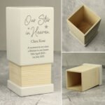 Personalised 'Our Star In Heaven' Memorial Small Wooden Urn - Image 2