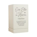 Personalised 'Our Star In Heaven' Memorial Small Wooden Urn - Image 7