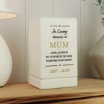 Personalised Any Message Diamond Design Memorial Small Wooden Urn
