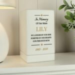 Personalised Any Message Diamond Design Memorial Small Wooden Urn - Image 6