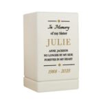 Personalised Any Message Diamond Design Memorial Small Wooden Urn - Image 7