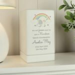 Personalised Elephant & Rainbow Design Memorial Small Wooden Urn - Image 6
