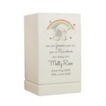 Personalised Elephant & Rainbow Design Memorial Small Wooden Urn - Image 7