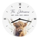Personalised Highland Cow Design Round Wooden Wall Clock - Image 5