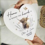 Personalised Highland Cow Design Hanging Wooden Heart Decoration - Image 2