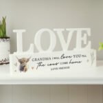 Personalised Highland Cow Design Wooden Love Ornament - Image 3