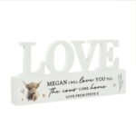 Personalised Highland Cow Design Wooden Love Ornament - Image 5