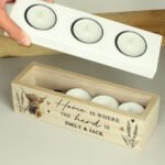 Personalised Highland Cow Design Wooden Triple Tea Light Candle Box - Image 2