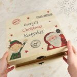 Personalised Santa & Elf Design large Wooden Christmas Eve Box - Image 3