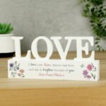 Personalised Wild Flowers Design Wooden Love Ornament