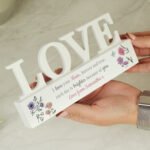 Personalised Wild Flowers Design Wooden Love Ornament - Image 2