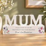 Personalised Any Message Wild Flowers Design Wooden Mum Ornament
