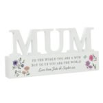 Personalised Any Message Wild Flowers Design Wooden Mum Ornament - Image 4