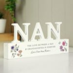 Personalised Any Message Wild Flowers Design Wooden Nan Ornament