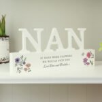 Personalised Any Message Wild Flowers Design Wooden Nan Ornament - Image 4