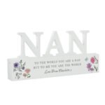 Personalised Any Message Wild Flowers Design Wooden Nan Ornament - Image 5