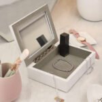 Personalised Name Only Floral Design White Wooden Jewellery Box - Image 2