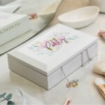 Personalised Name Only Floral Design White Wooden Jewellery Box - Image 4