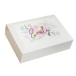 Personalised Name Only Floral Design White Wooden Jewellery Box - Image 6