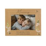 Personalised Any Message Floral Bee Design 6x4 Landscape Oak Finish Photo Frame - Image 5