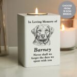 Personalised Dog Breed Design Memorial White Wooden Tea Light Candle Holder - Image 3