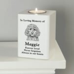 Personalised Dog Breed Design Memorial White Wooden Tea Light Candle Holder - Image 4