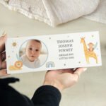 Personalised New Baby Safari Animals Design Photo Upload Wooden Ornament - Image 2
